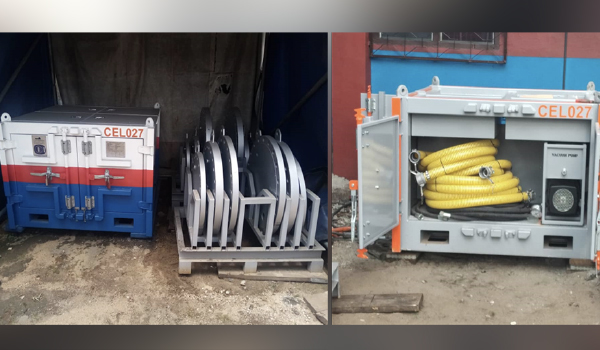 Marine hose hydrostatic pressure testing and integrity verification equipment for offshore transfer systems