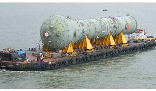 Heavy cargo marine transportation using barges and tug boats for offshore industrial logistics