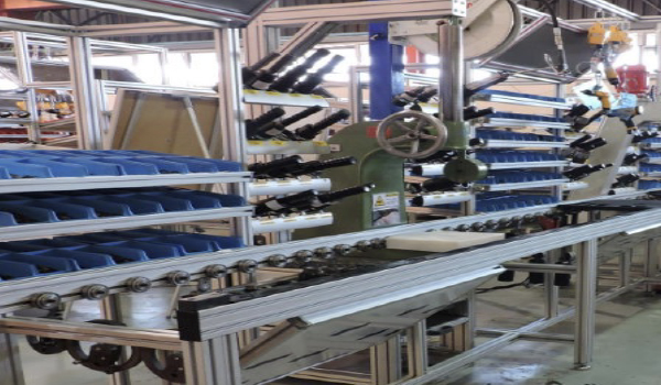 Industrial automation control panels and PLC systems in a modern manufacturing facility