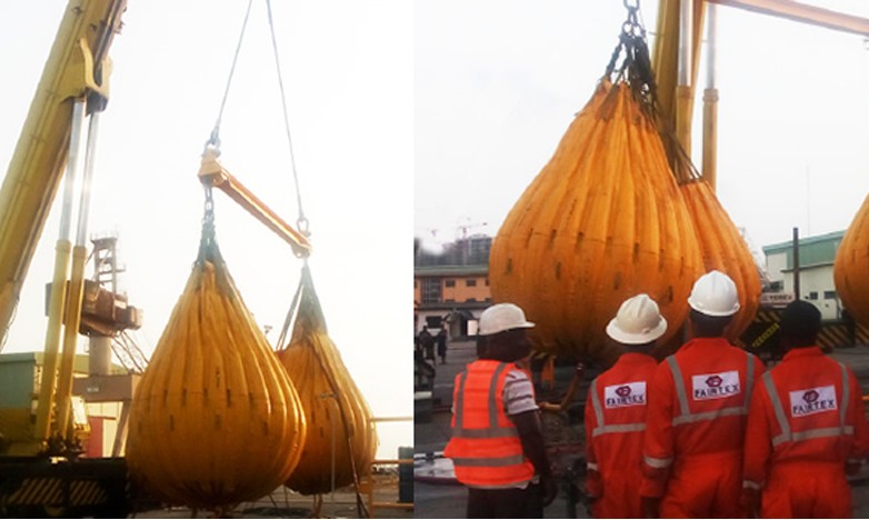 Load testing of offshore crane using certified water bags and calibrated load cells