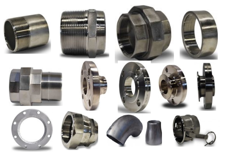 Industrial stainless steel hose fittings and ANSI flange assemblies for oil and gas applications