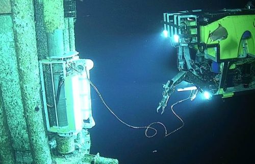 ROV performing structural inspection on offshore subsea infrastructure