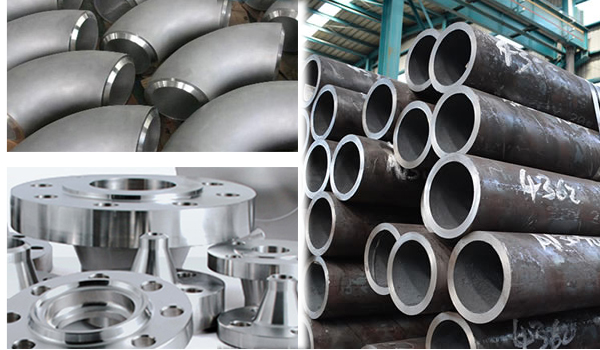 Industrial pipes, fittings and flanges prepared for oil and gas fabrication operations