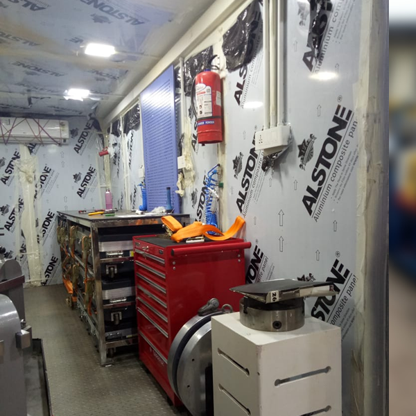 20ft containerized valve testing workshop with integrated pressure testing and lapping equipment