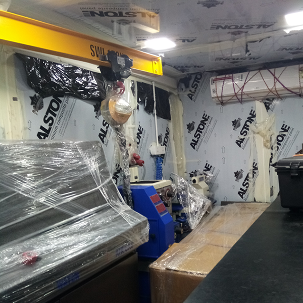 20ft containerized valve testing workshop with integrated pressure testing and lapping equipment