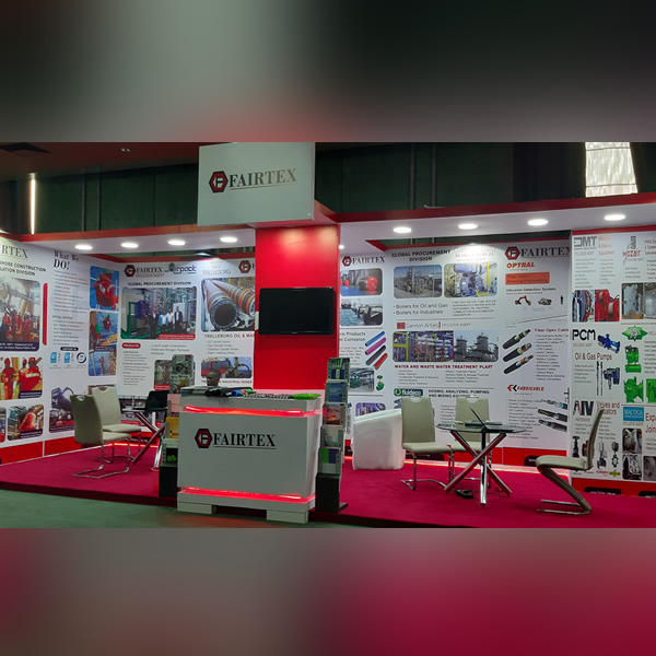 Business discussion at the Fairtex exhibition booth during NOG 2019